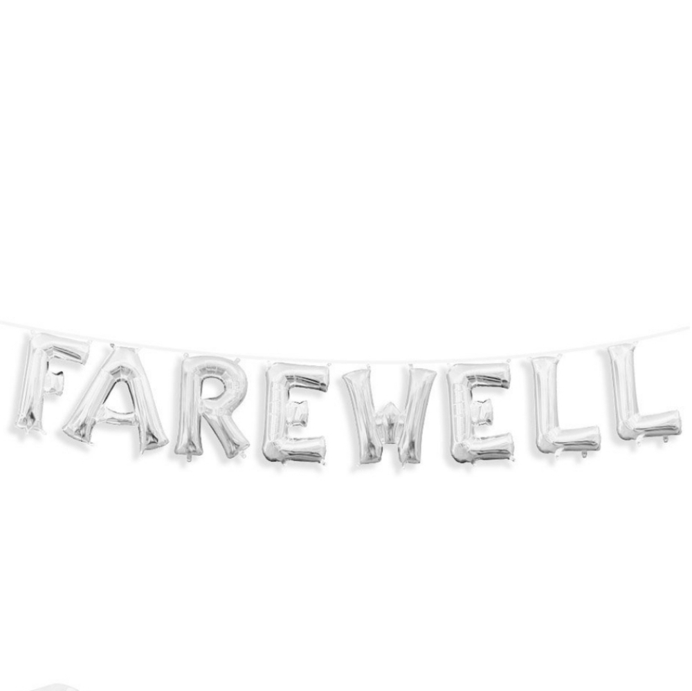 🆕️ FAREWELL Silver Foil Letter Balloon Banner Kit